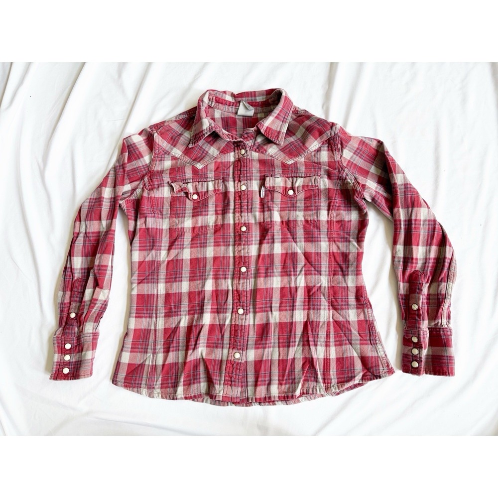 Carhartt Women's Plaid Western Shirt Red M Pearl Snap